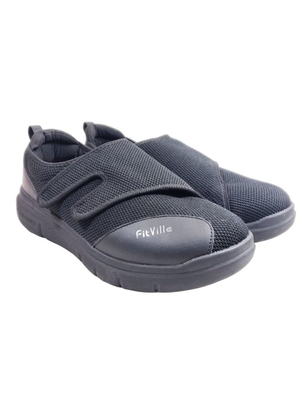 FitVille Mens Size 12.5 EW Black Slip-On Diabetic Sneakers Comfortable Walking S